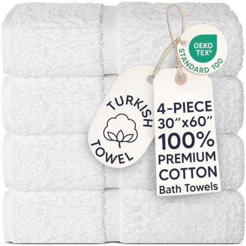 Chakir Turkish Linens 100% Cotton 4-Pack Bath Towels 30x60