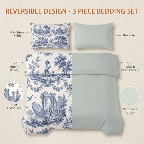 Vintage Landscape Duvet Cover Queen Size Reversible Bedding Set