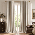 75% Blackout Velvet Curtains, Rod Pocket Back Tab 2pcs 52x108 Beige