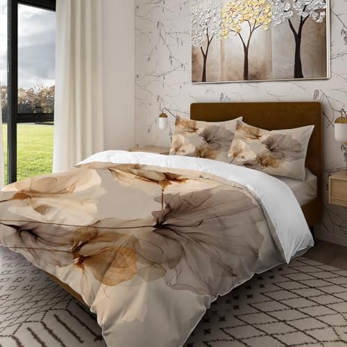 Batmerry Flower Minimalist Floral Art Twin Size 100% Cotton Duvet