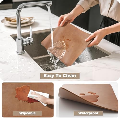 Aofmee Faux Leather Placemats Set of 6 - Waterproof - Wipeable