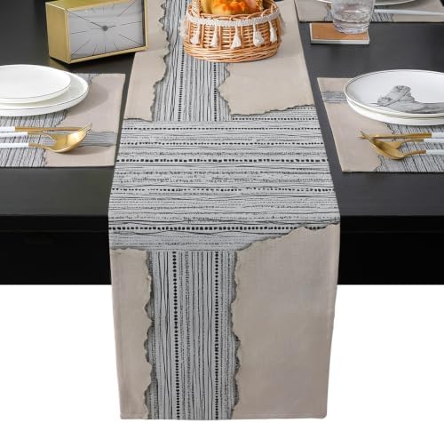Ripped Paper Table Mats Set of 6 with Table Runner 90 Inches