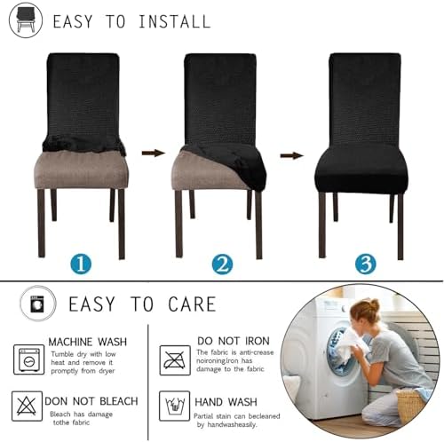 Waterproof Dining Chair Covers, Removable Washable Jacquard Slipcover