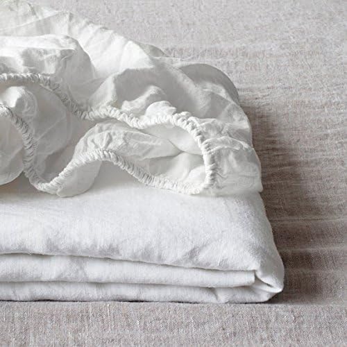 Simple&Opulence 100% Linen Fitted Sheet Cal King, 14 Inch Deep Pocket