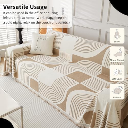 WEYOND Boho Couch Cover, Chenille Sofa Covers Washable, 71" x 102"