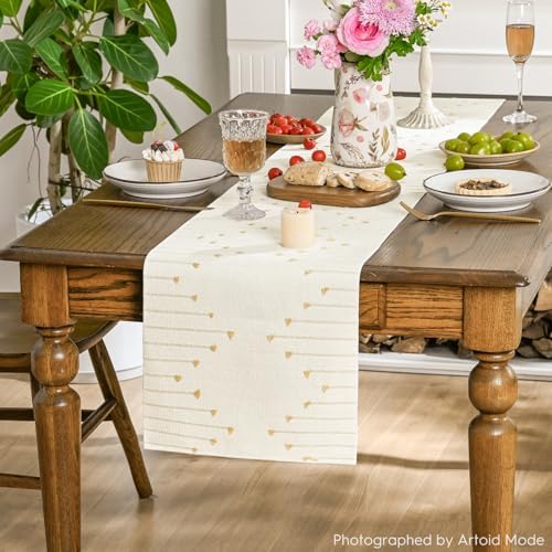 Artoid Mode Burlap Brown Boho Table Runner for Farmhouse Rustic