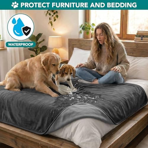 PetAmi Waterproof Dog Blanket, Leakproof Pee Proof Cat Blanket, 60x80