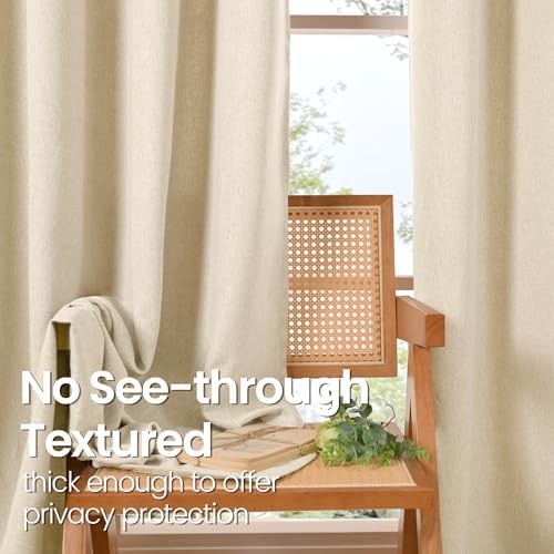 BGment Extre Long Oatmeal Linen Curtains 108 Inch Length 2 Panels for