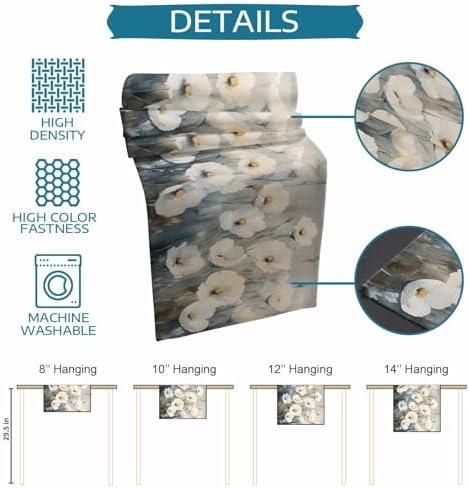 Rural White Flowers Painting Table Runner and Placemats Set of 4