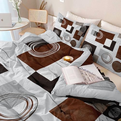 Brushed Microfiber Duvet Cover Abstract Geometric Circles Squares