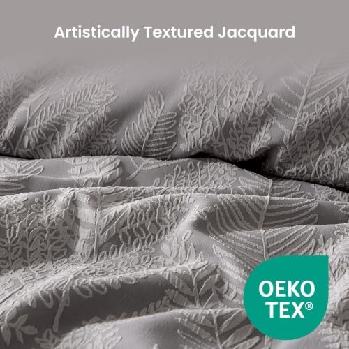 SLEEP ZONE Boho Duvet Cover Set Full Size, Jacquard Leaf 3 Pieces