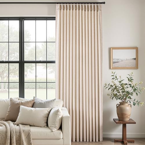 Linen Pinch Pleat Curtains, Neutral, 102 Inches Long