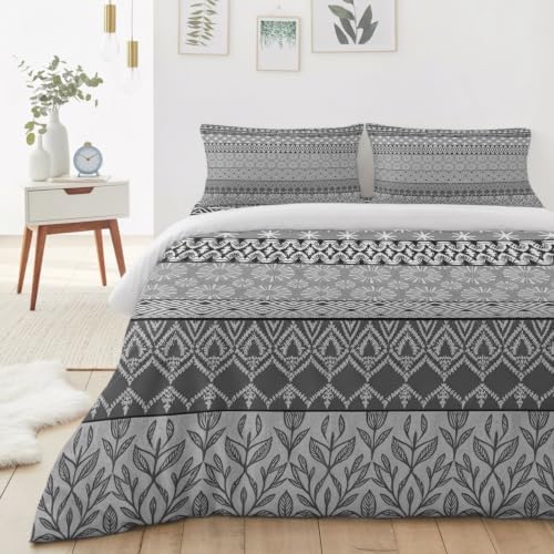 Grey Boho Full Duvet Cover Set - 4 Pcs Comforter Cover Bedding Sets
