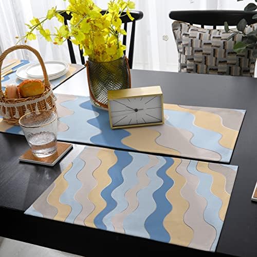 Geometric Ripple Table Mats Set of 4 With Table Runner 90 Inches