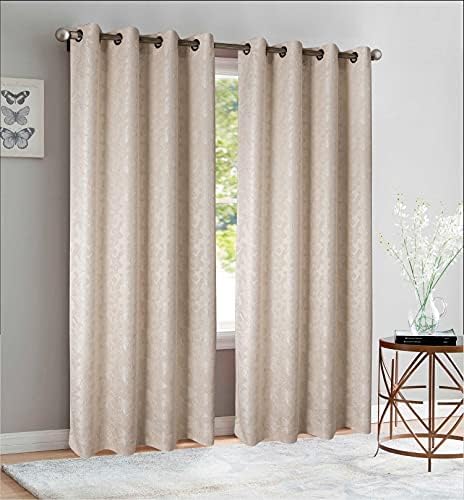 Set of 2 Jolene Jacquard Curtain Panels With Grommets