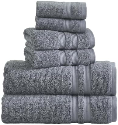 Performance Cotton 6-Piece Bath Towel Set, Quick Dry, Fade Resistant