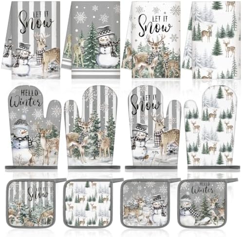 Moukeren 12 Pcs Christmas Kitchen Accessories Set, Woodland Snowman