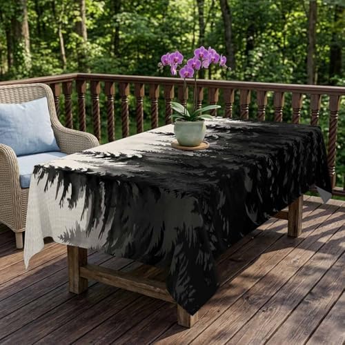 Forest Tablecloth Rectangle 60 x 120 Inch, Vintage Gray Farmhouse