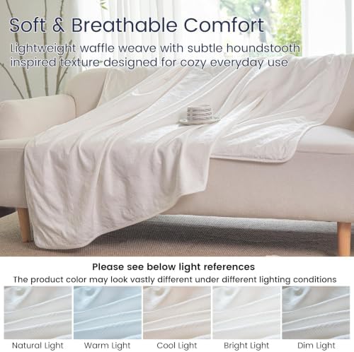 Simple&Opulence 100% Cotton Waffle Weave Houndstooth King Blanket