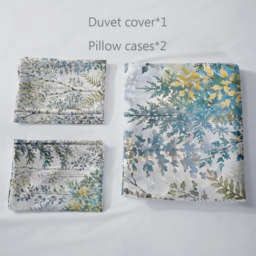 AILONEN Forest Trees Fog Gray Duvet Cover Set King, Nature Artwork