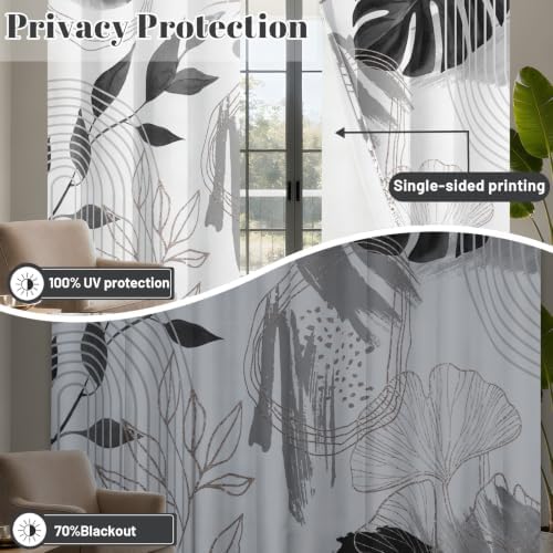 Charcoal Grey Blackout Curtains, Boho Drapes 96 inches length, 2