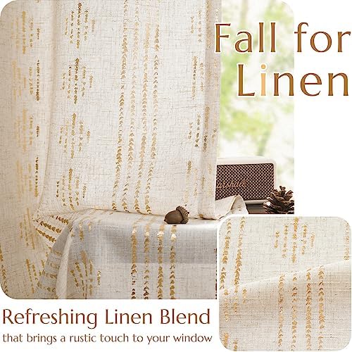 jinchan Linen Curtains Farmhouse Boho Drapes 108 Inch Grommet 2 Panels