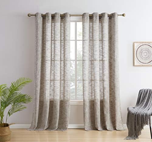 HLC.ME Madison Faux Linen Textured Semi Sheer Privacy Light Filtering