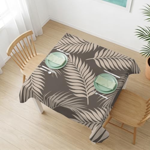 Rustic Palm Leaves Table Cloth, Tropical Leaf Botanical Summer Gray