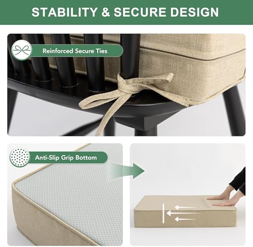 Summsun Outdoor Chair Cushions Set of 4, Faux Linen Patio Furniture