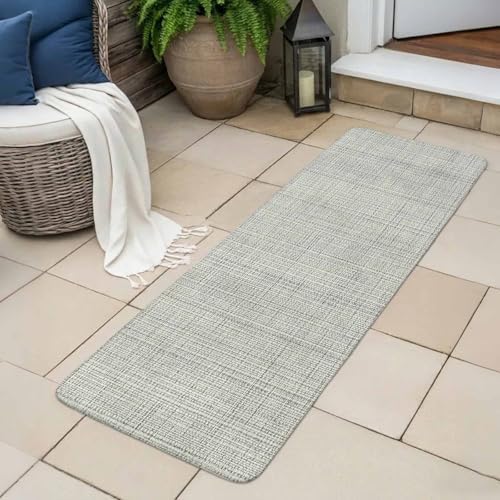 Long Bathroom Runner Rug, Grey Rustic Absorbent Non Slip Washable Rug
