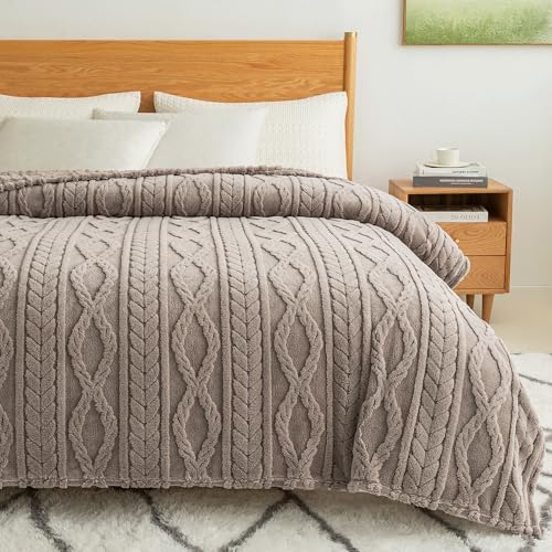 COOVA Taupe Fleece King Blanket for Bed - Super Soft Cozy Plush Fuzzy