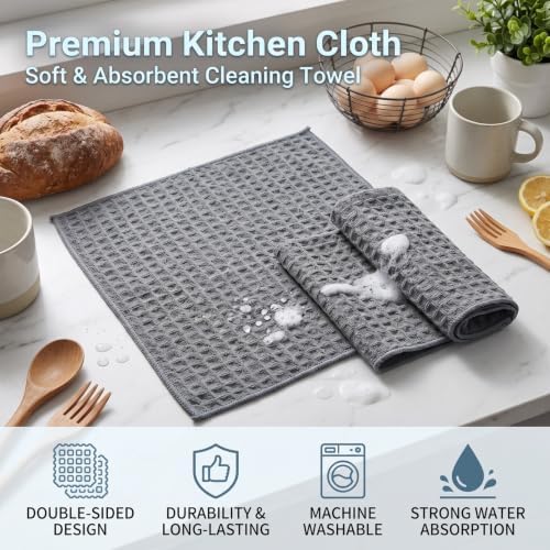 12 Pack Black Cotton Dish Cloths - Absorbent