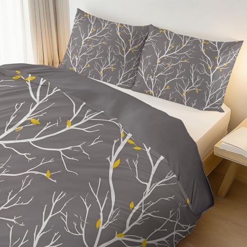 100% Microfiber Duvet Cover Queen - Reversible Modern Simple Branches