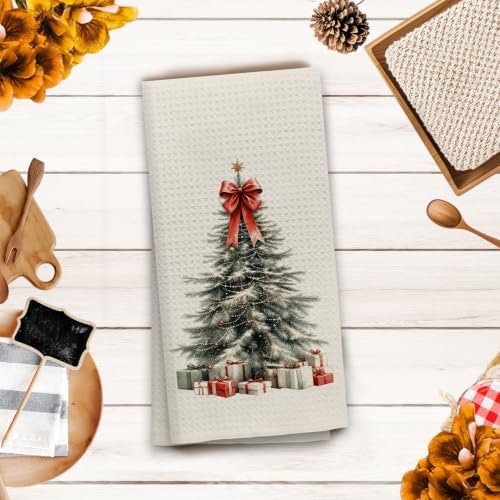 OHSUL Neutral Christmas Tree Kitchen Dish Towels Dishcloth 16x24 Inch