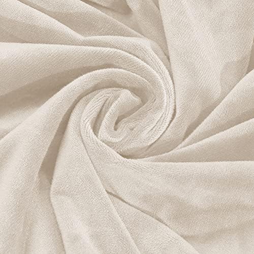 Soft Thick Cream Solid Velvet Dining Chair Covers Parson Stretch Chair