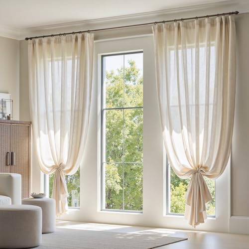 jinchan Linen Curtain Light Filtering Back Tab 100x120 Inch 1 Panel