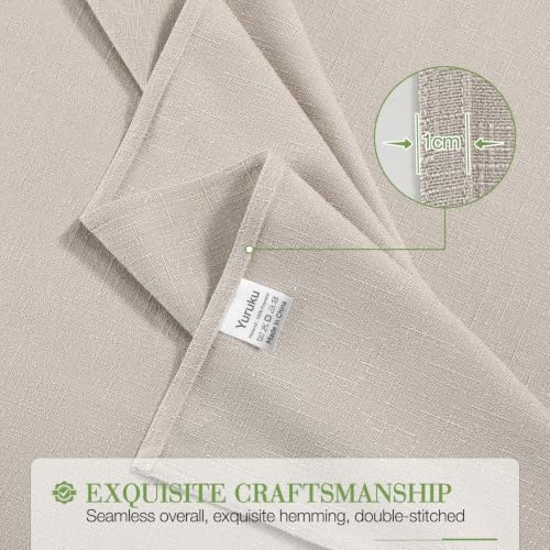 Faux Linen Tablecloth, 100% Polyester, 60 x 102 Inches, Beige