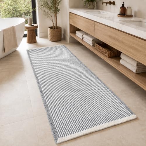Waffle Bath Mat, 2x6 ft Super Absorbent Bathroom Rug Non Slip Bathroom