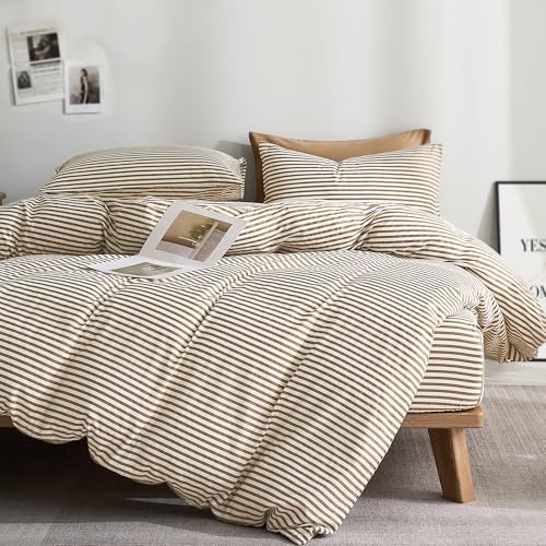 JELLYMONI 100% Cotton Classic Striped TwinXL Duvet Cover Set