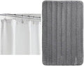 GORILLA GRIP Shower Curtain, 72x72, White and Bath Rug, 24x16, Gray