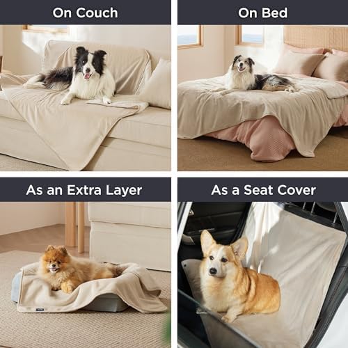Bedsure Waterproof Dog Blankets for Large Dogs Sherpa Fleece Throw