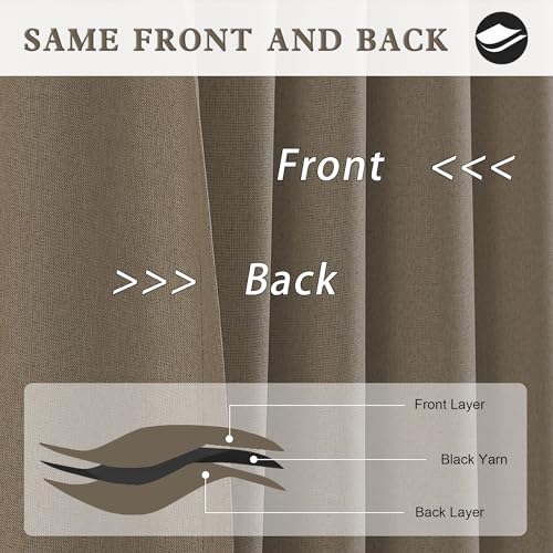 DUALIFE Brown Blackout Curtains 72 Inch Length for Bedroom 2 Panels