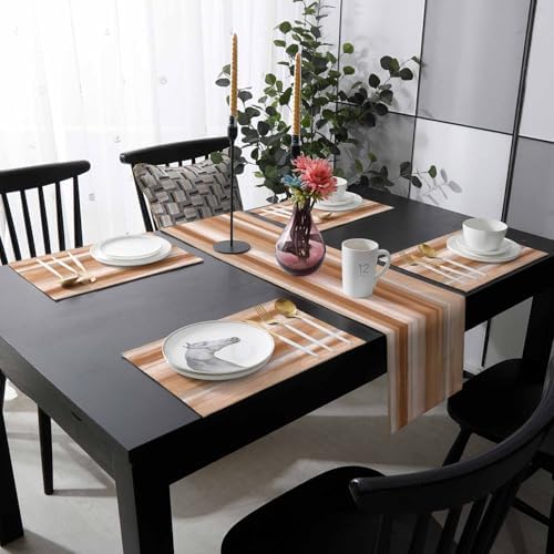 Brown Foggy Ombre Table Runner and Placemats Set of 6 Contemporary