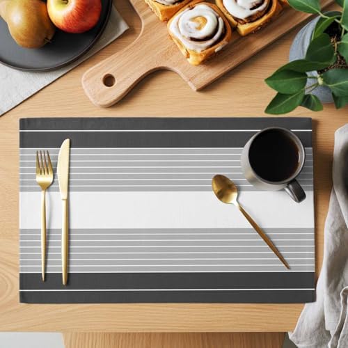 Cotton Linen Placemats for Dining Table Set of 8 Gray Gradient