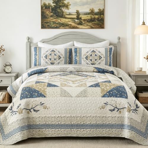 Dobuyly Patchwork Quilt King Size, Farmhouse Lightweight Bedspread