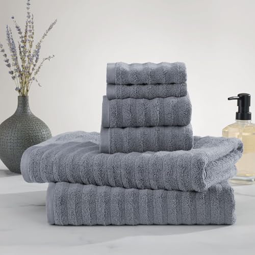 Performance Cotton 6-Piece Bath Towel Set, Super Soft Quick Dry Fade