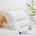 Mywinlle Off White Shabby Ruffle Pillow Shams King Size Set of 2