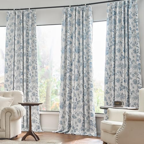 jinchan Pinch Pleated Curtains Blackout Floral Curtains for Bedroom