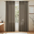 NICETOWN Taupe Plaid Print Linen Gingham Curtains 96 inches Long