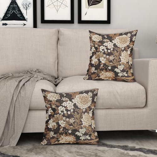 Vintage Floral Pillow Covers 22X22 Inch Set of 2 Boho White Flower